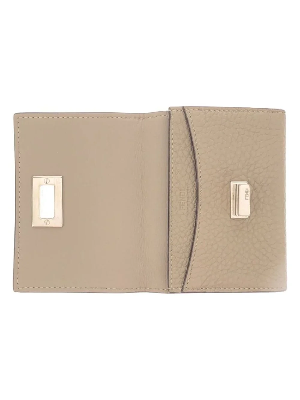 Fendi Selleria Peekaboo Leather Card Case Beige